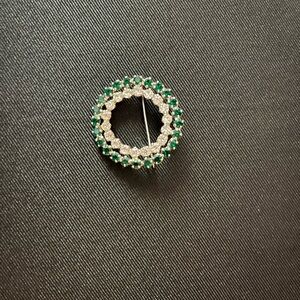 Elegant Green and Silver Brooch